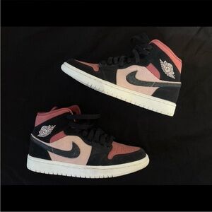 Jordan Black and Pink High-Top Sneakers